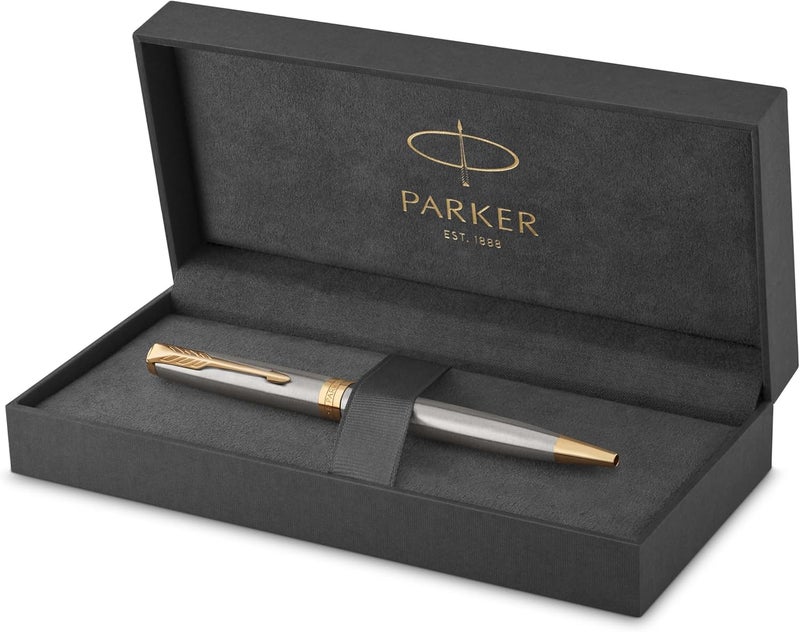 PARKER Sonnet Ballpoint Pen - Stainless Steel with Gold Trim, Medium Point Ink - Image 1